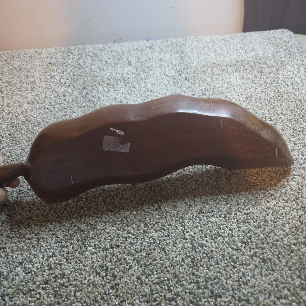 Vintage Hand Carved Wooden Pepper Shaped Serving Bowl Rustic‎ Chili Dish 16 Inch